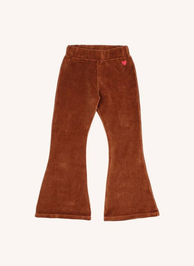 Legging Flare Cœur Velours Coton Bio | Brun roux