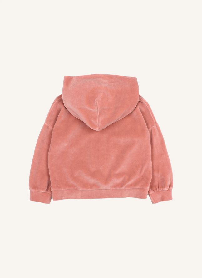Sweat Capuche Cœur Velours | Rose