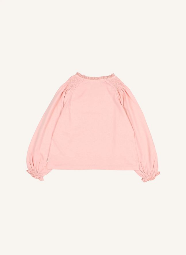 T-shirt Smocké Girly Coton Bio | Rose tendre