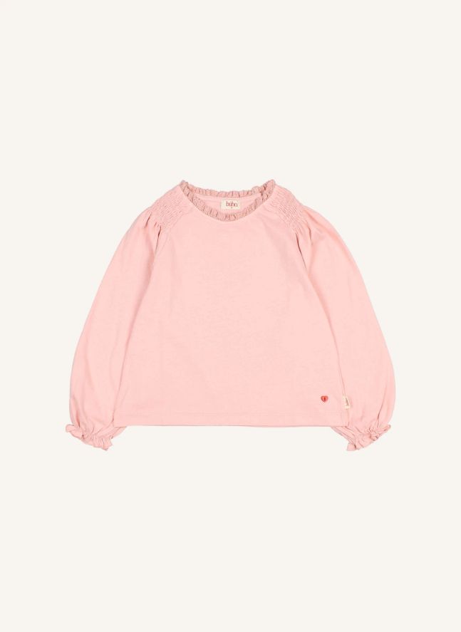 T-shirt Smocké Girly Coton Bio | Rose tendre