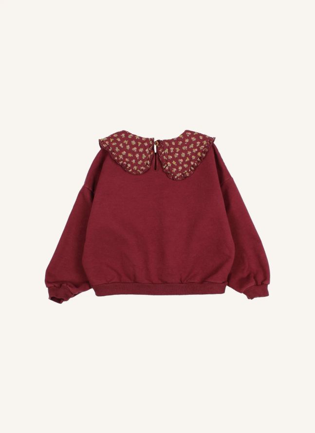 Sweat Col Claudine Fleuri Cottage Coton Bio | Bordeaux