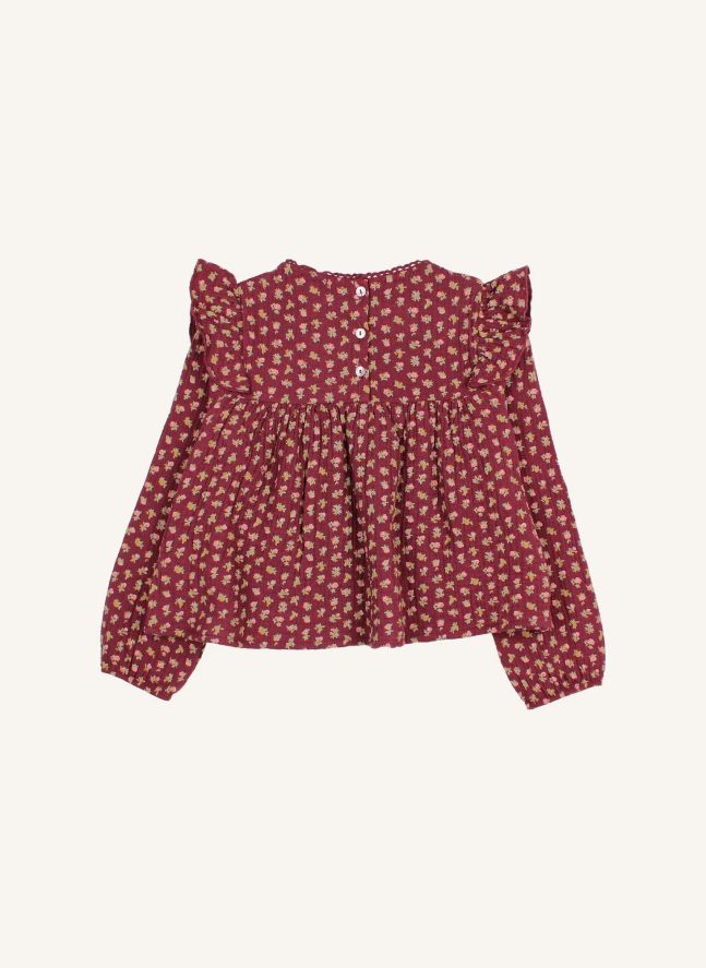 Blouse Cottage Fleurie Coton Bio | Bordeaux