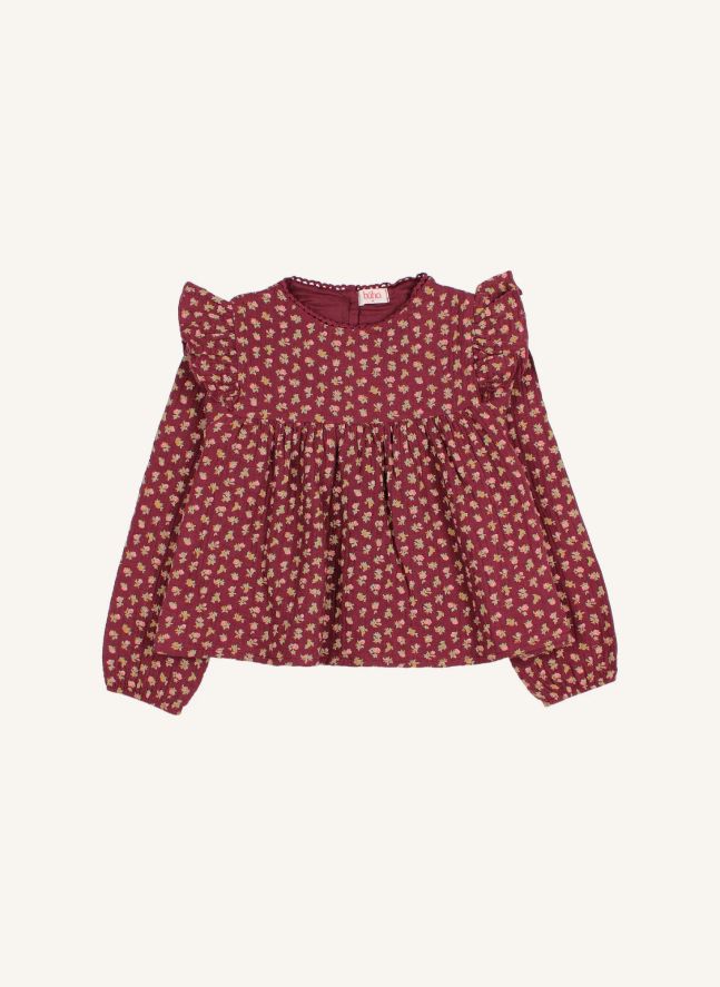 Blouse Cottage Fleurie Coton Bio | Bordeaux