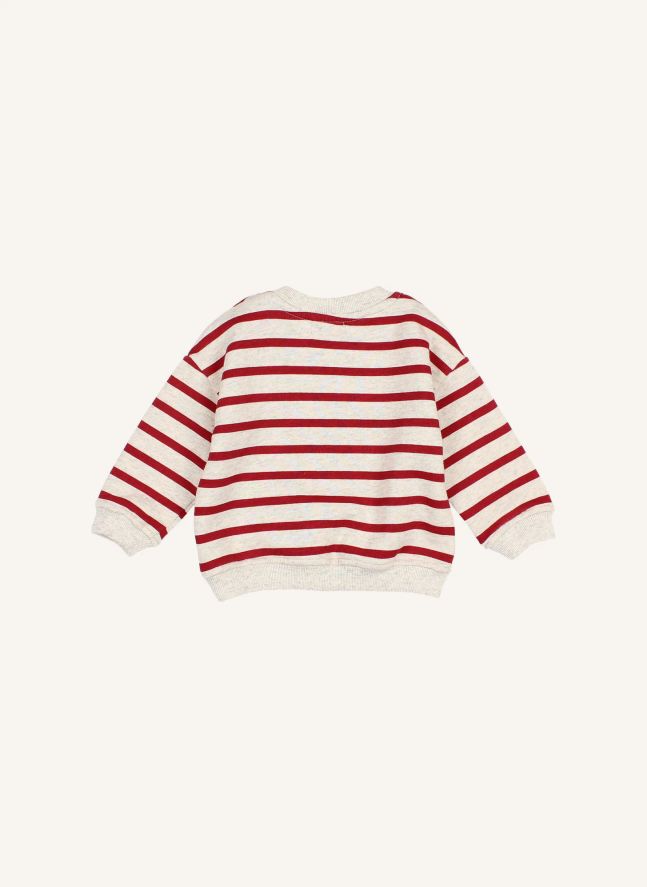 Sweat Sailor Rayé Coton Bio | Rouge cerise