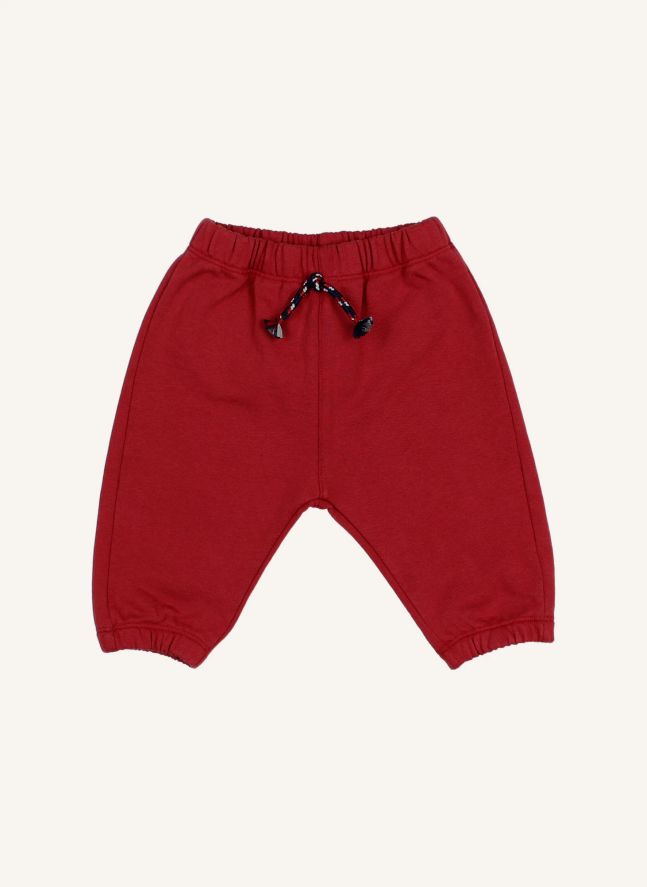 Jogger Cordon Coton Bio Bébé | Rouge cerise