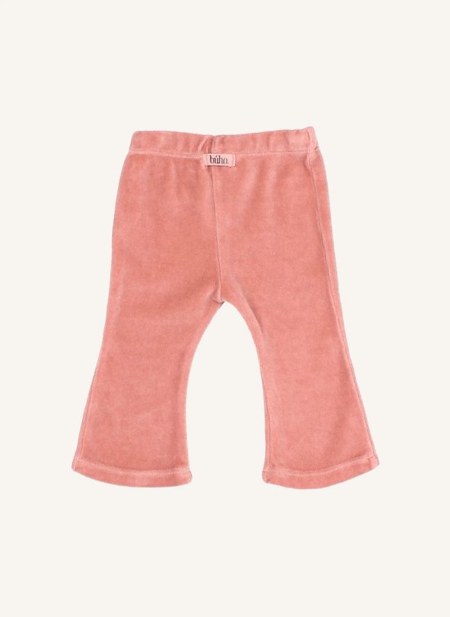 Legging Flare Cœur Velours Coton Bio Bébé | Rose