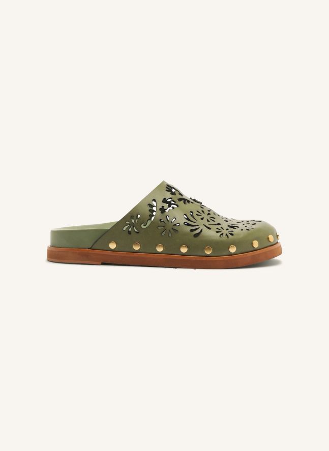 Mules Anatomic Openwork Leather | Khaki