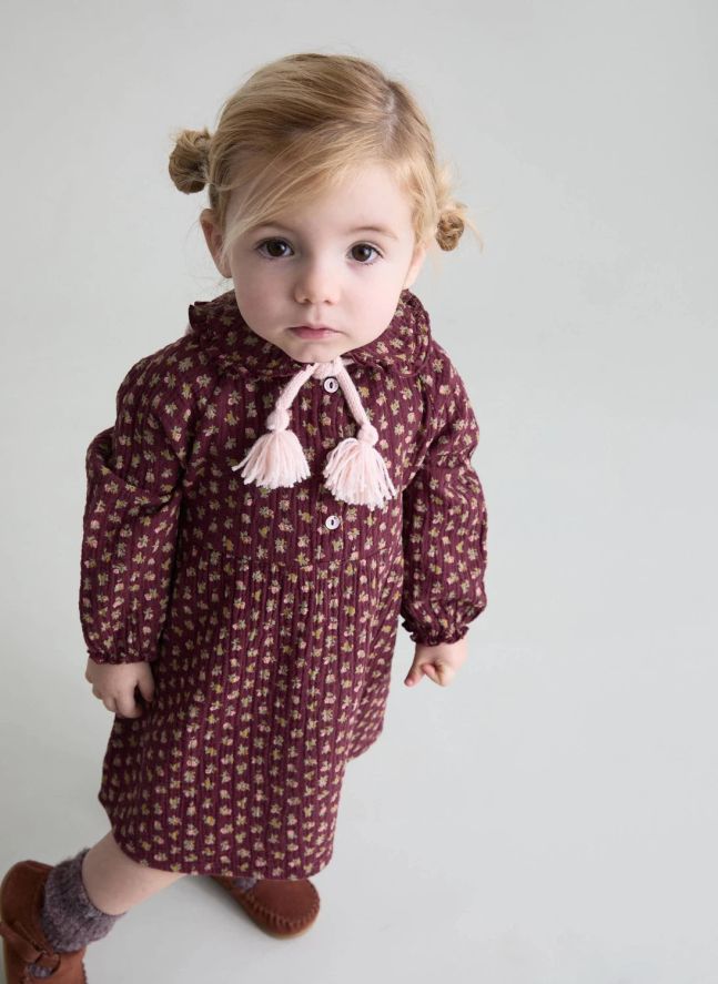 Robe Cottage Fleurie Coton Bio | Bordeaux