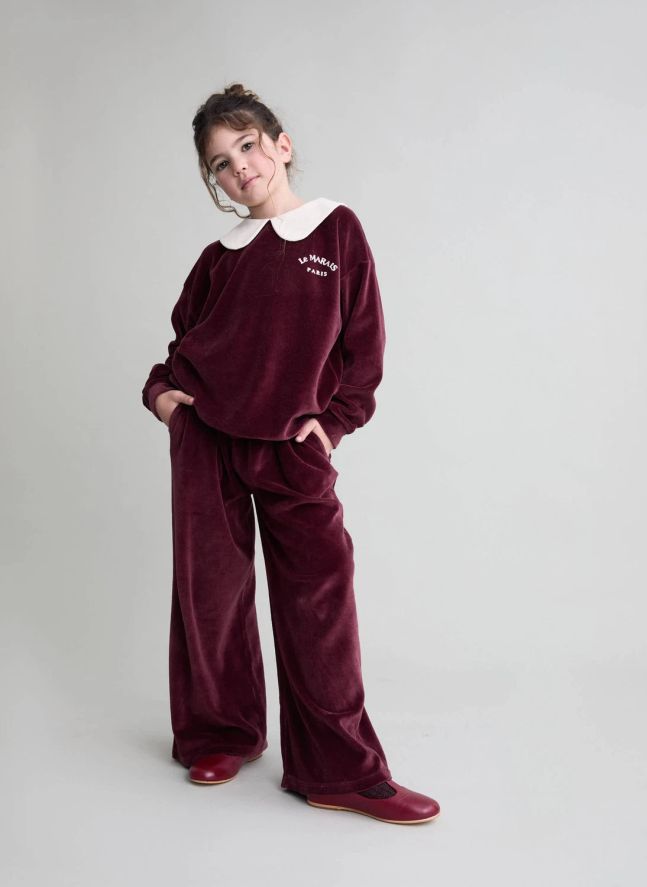 Sweat Col Claudine Le Marais Velours | Bordeaux