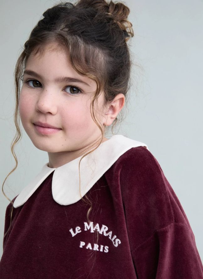 Sweat Col Claudine Le Marais Velours | Bordeaux