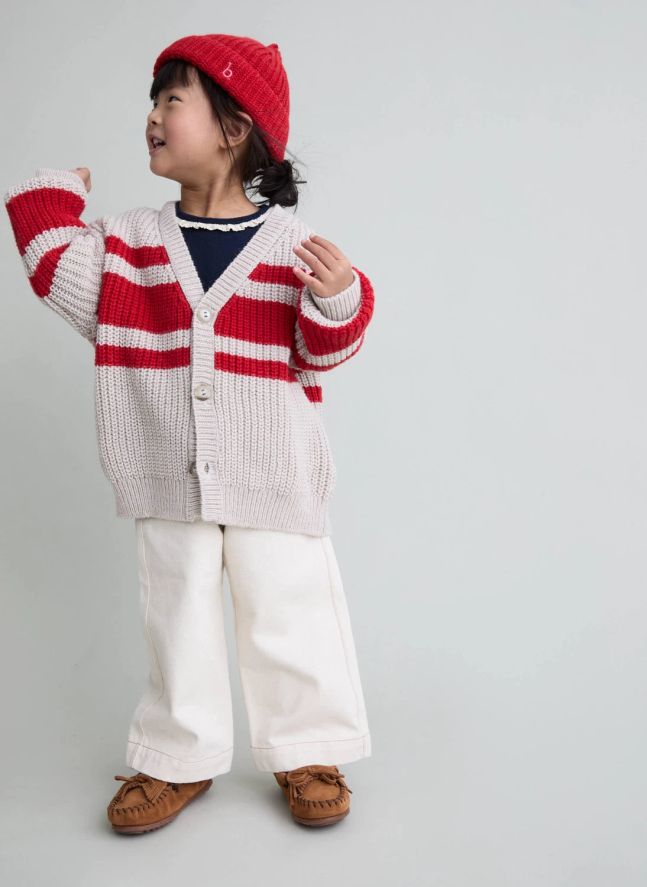 Cardigan Rayé | Rouge