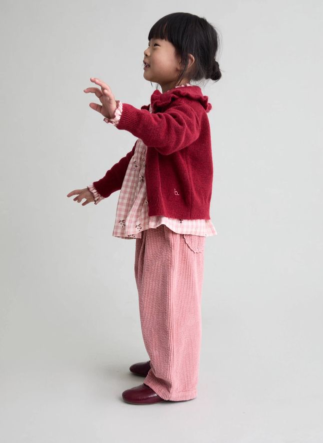 Cardigan Col Claudine Girly | Rouge cerise
