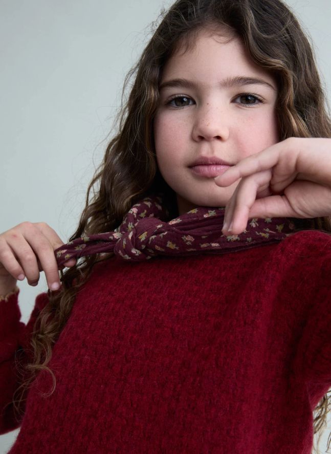 Pull Feston Girly | Rouge cerise