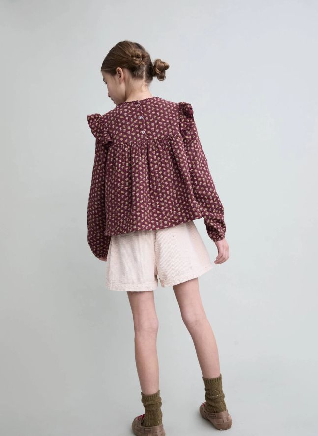 Blouse Cottage Fleurie Coton Bio | Bordeaux