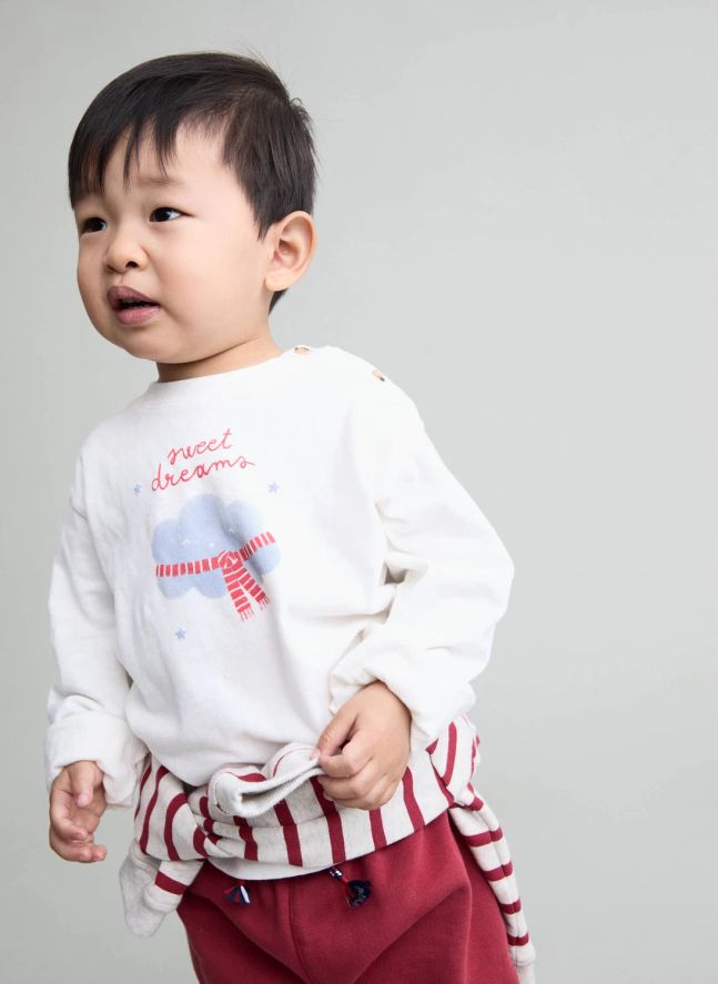 Sweat Sailor Rayé Coton Bio | Rouge cerise