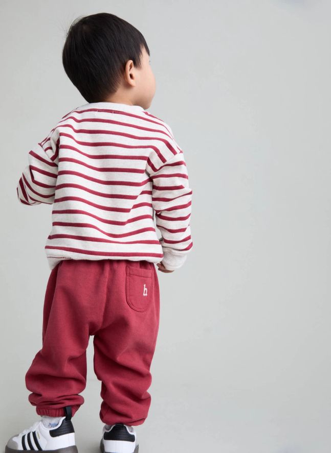 Sweat Sailor Rayé Coton Bio | Rouge cerise
