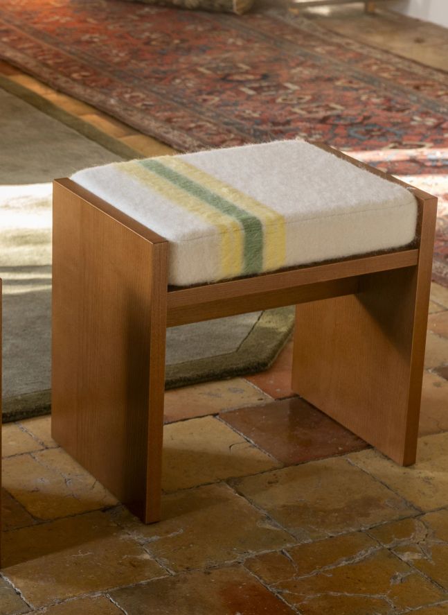 Tabouret Chiesa en mohair à rayures | Jaune