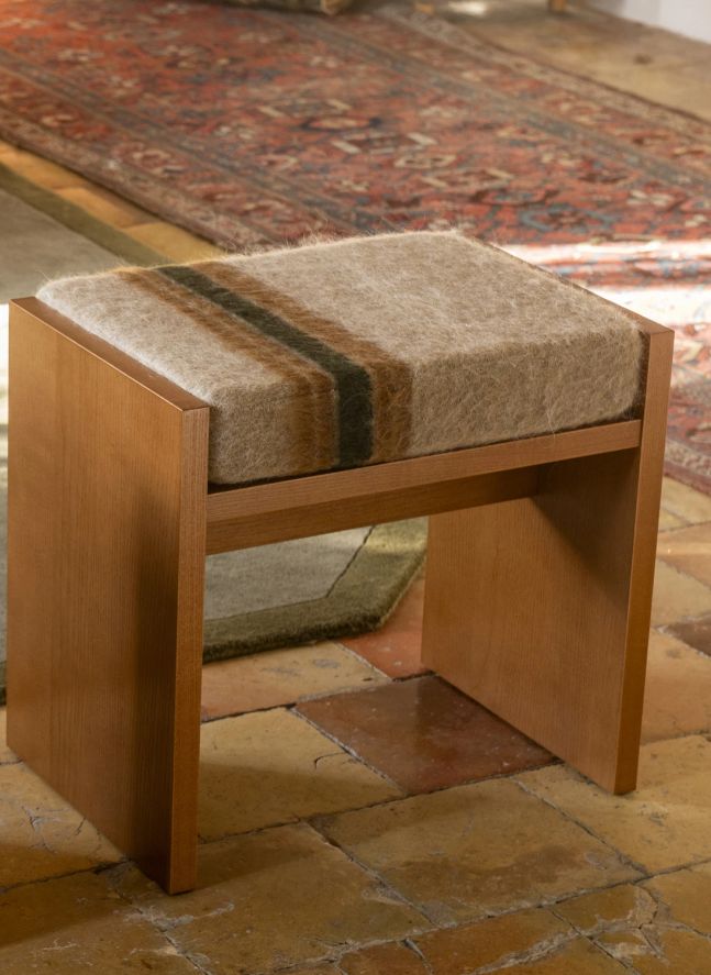Tabouret Chiesa en mohair à rayures | Marron