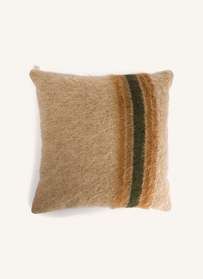 Coussin carré Carino en mohair à rayures | Marron