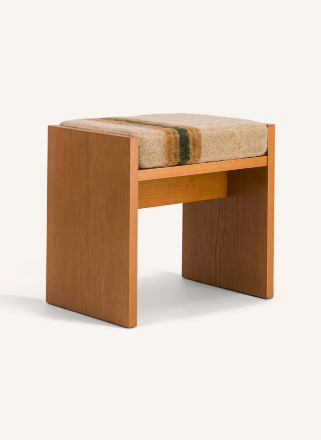 Tabouret Chiesa en mohair à rayures | Marron