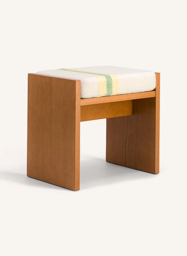 Tabouret Chiesa en mohair à rayures | Jaune