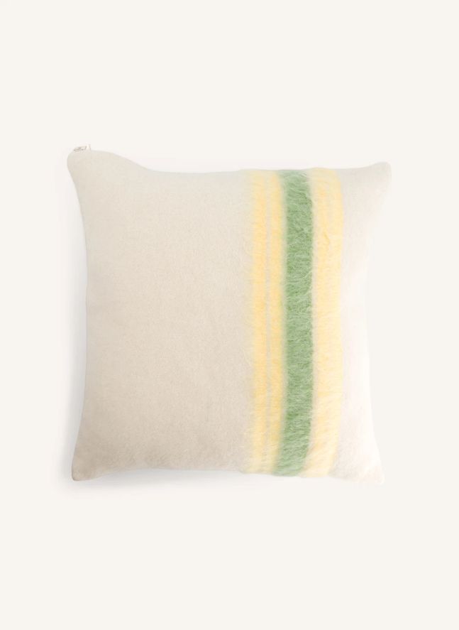 Coussin carré Carino en mohair à rayures | Jaune