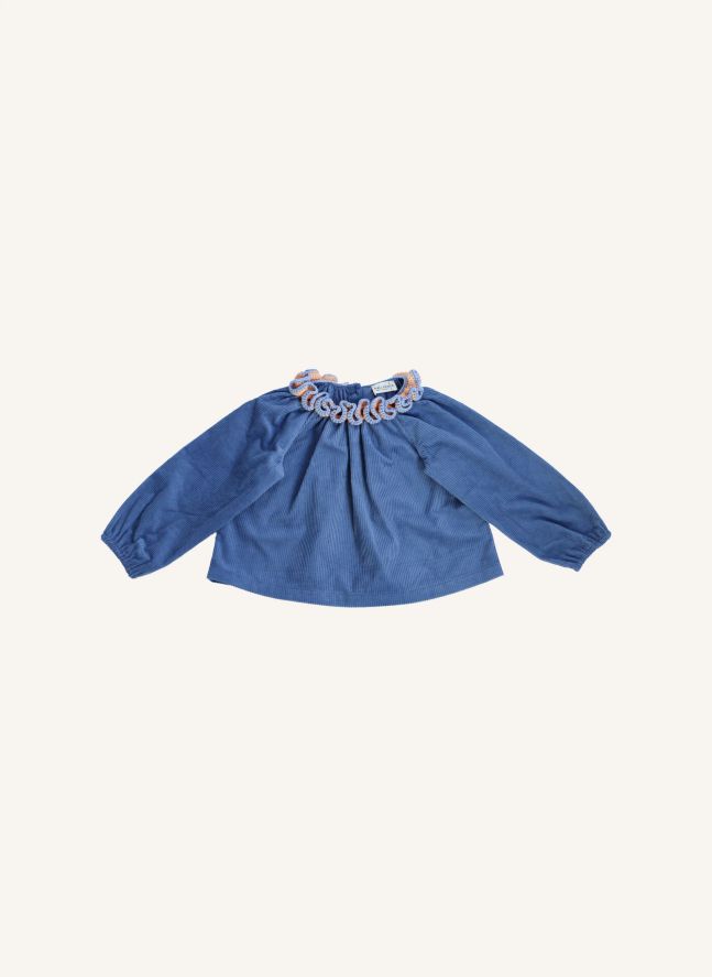 Blouse Liana Velours Côtelé  | Bleu