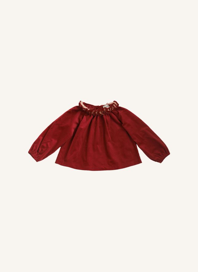 Blouse Liana Velours Côtelé  | Rouge