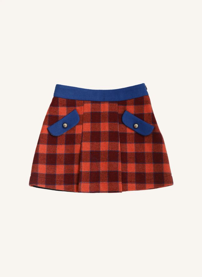 Jupe Dianna Carreaux Laine | Orange