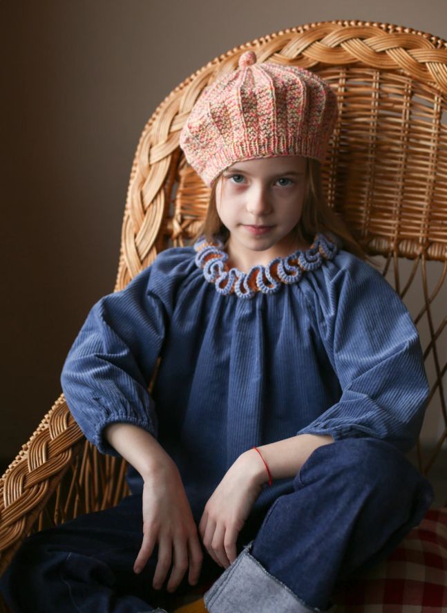 Blouse Liana Velours Côtelé  | Bleu