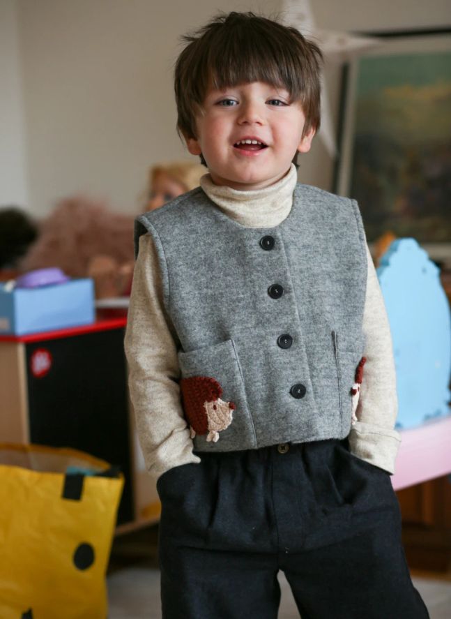 Veste Sans Manches Hedgehog Laine Feutrée | Gris