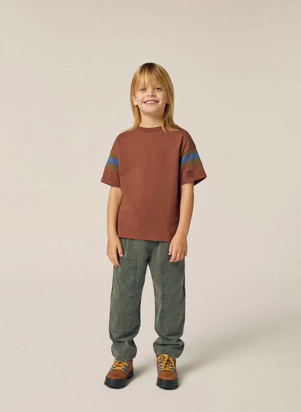 T-shirt Manches Rayées | Marron- Image produit n°1