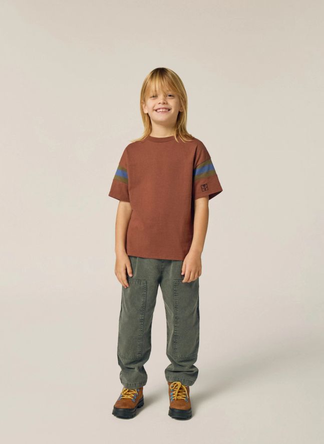 T-shirt Manches Rayées | Marron