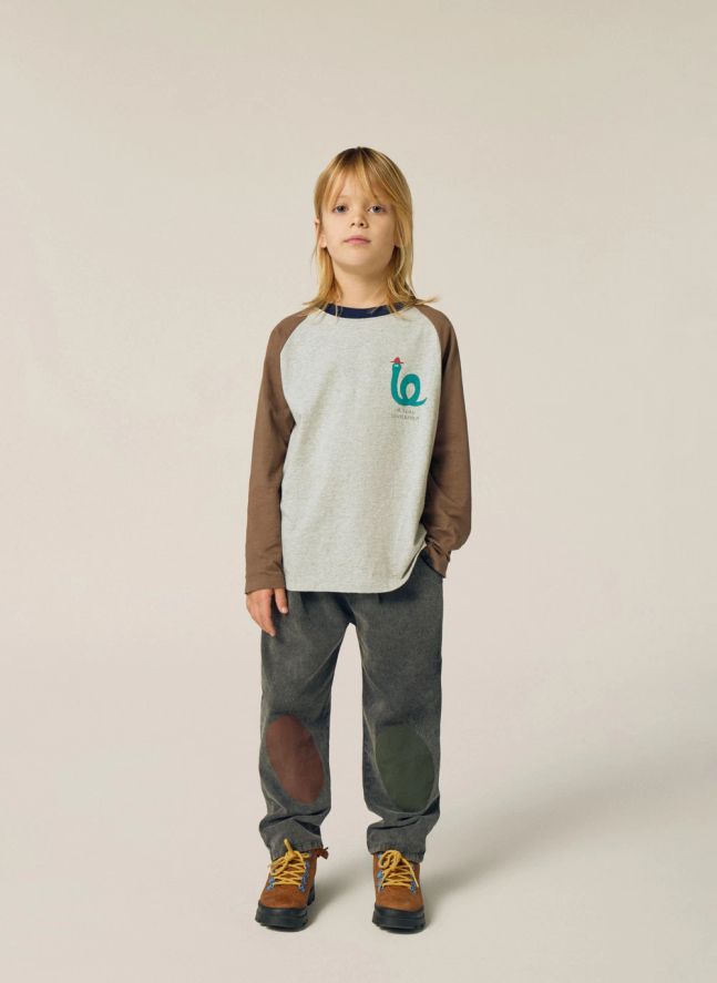 T-shirt Colorblock Serpent | Gris chiné