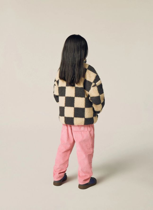 Veste Façon Sherpa Damier | Ecru