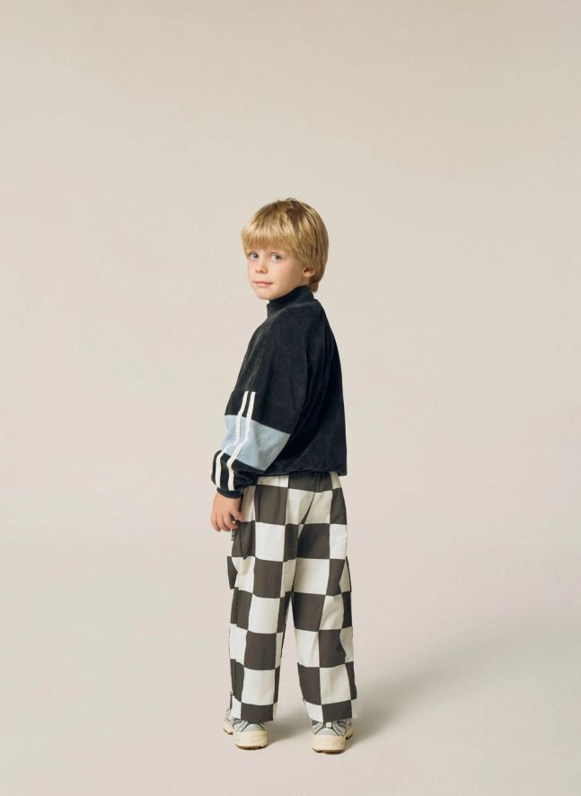 Sweat Colorblock Velours | Gris anthracite