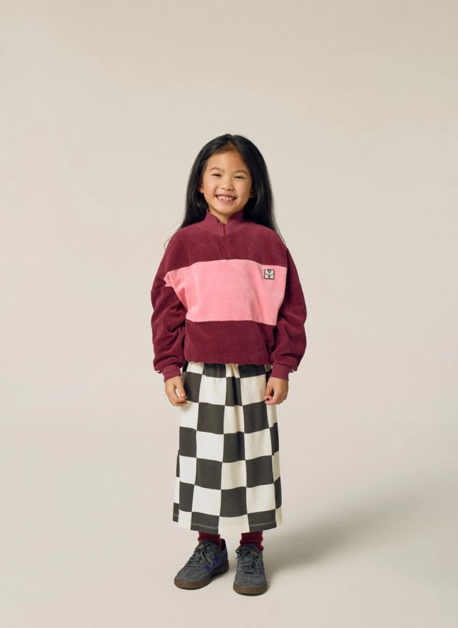 Sweat Logo Colorblock Velours | Bordeaux