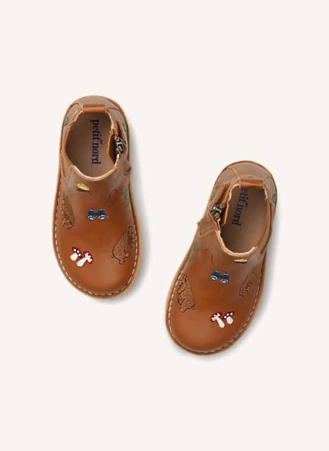 Embroidered Ankle Boots - Uniqua Collection | Cognac