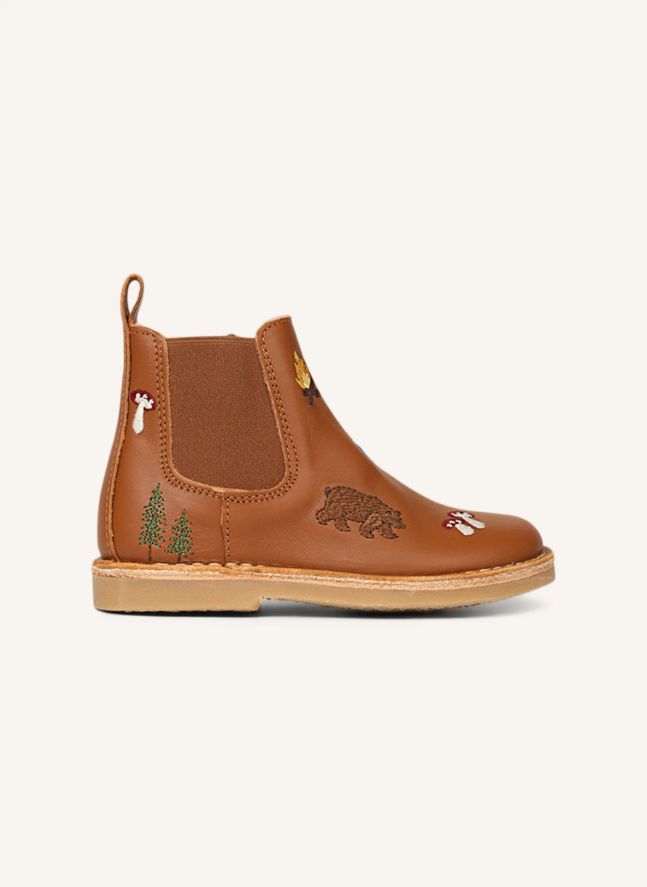 Embroidered Ankle Boots - Uniqua Collection | Cognac