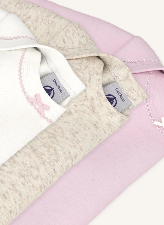 Lot de 3 Bodies Unis Nœuds Coton Bio | Rose