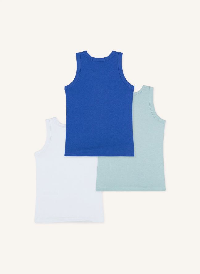 Lot de 3 Débardeurs Unis Coton Bio | Bleu