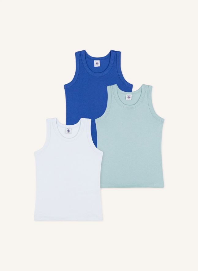 Lot de 3 Débardeurs Unis Coton Bio | Bleu