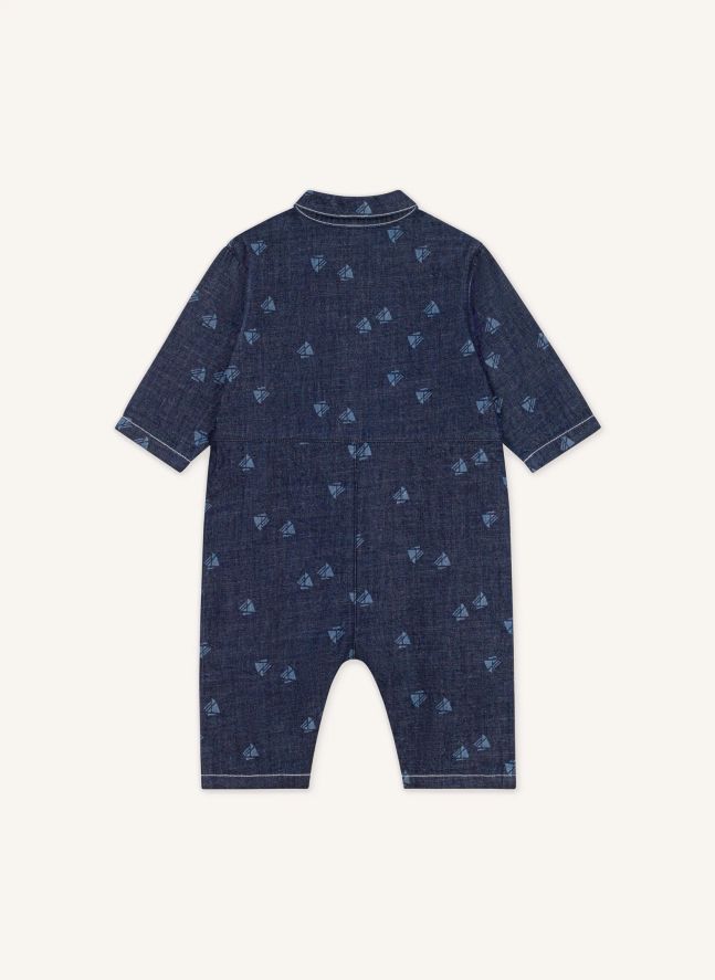 Combinaison Bateaux Denim Coton Bio | Bleu marine