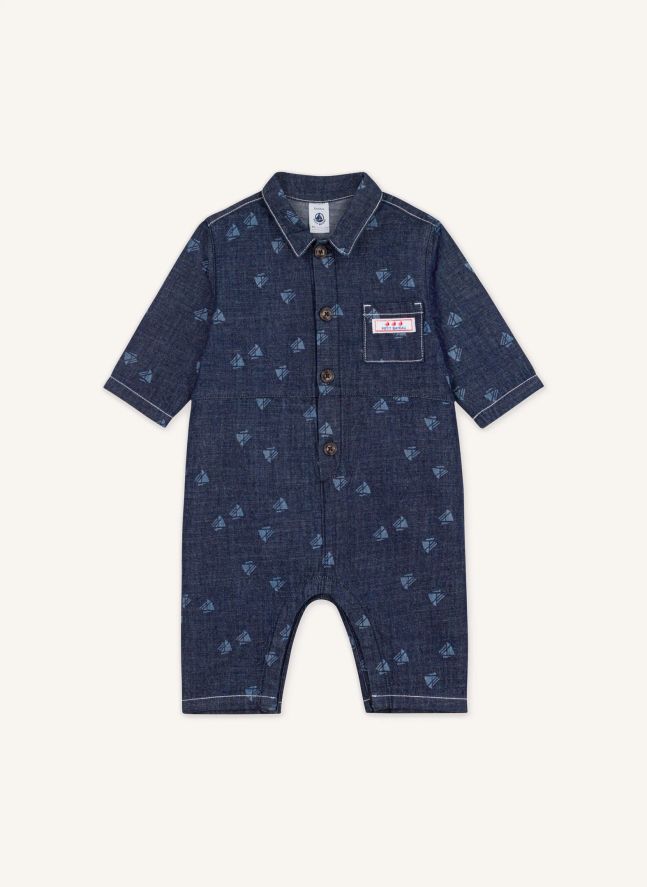 Combinaison Bateaux Denim Coton Bio | Bleu marine