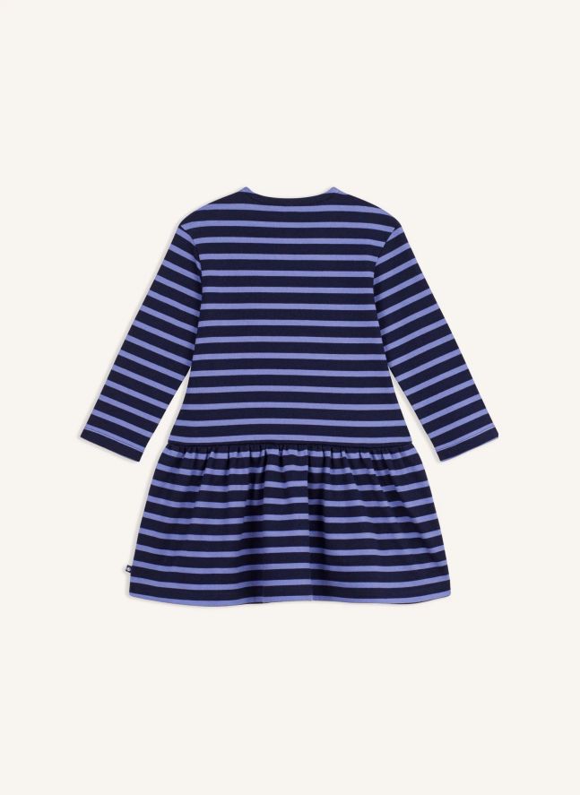 Robe Manches Longues Rayée Coton Bio | Bleu