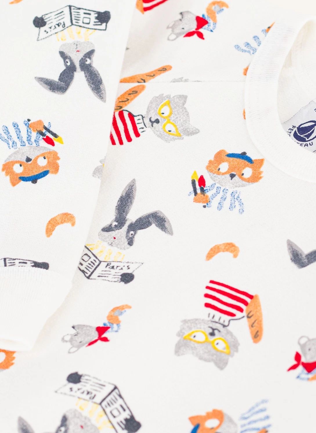 Pyjama Dors Bien Animaux Molleton Coton Bio | Blanc- Image produit n°1