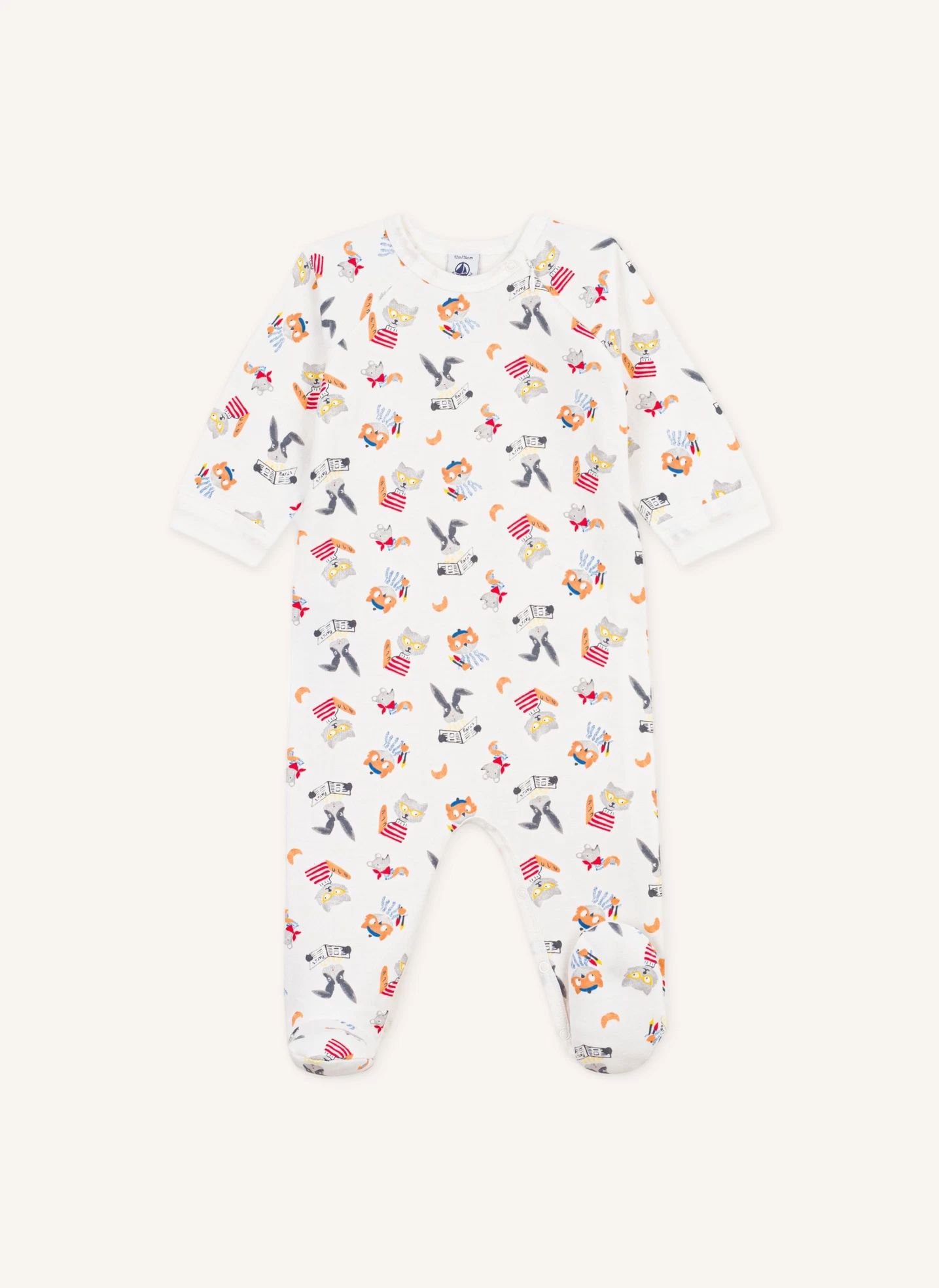 Pyjama Dors Bien Animaux Molleton Coton Bio | Blanc- Image produit n°0