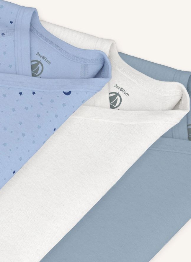 Lot de 3 Bodies Croisés Etoiles Coton Bio | Bleu