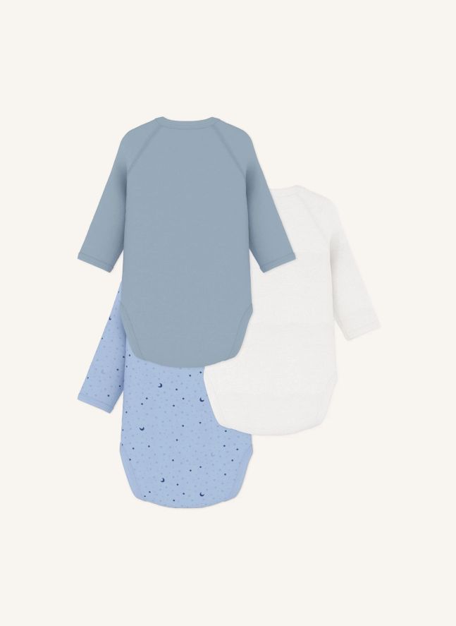 Lot de 3 Bodies Croisés Etoiles Coton Bio | Bleu