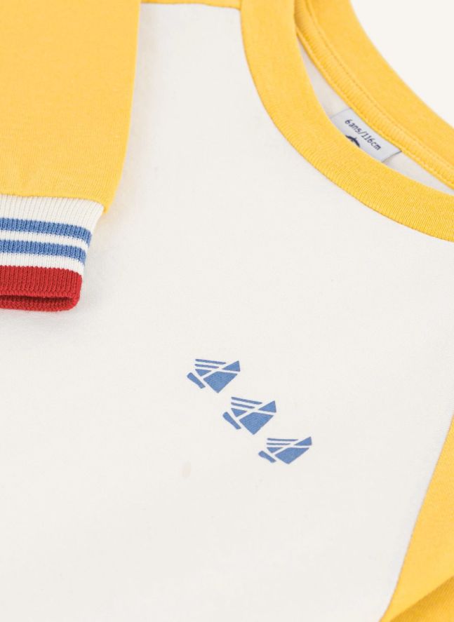 Camiseta de algodón orgánico Colorblock Bateaux | Amarillo
